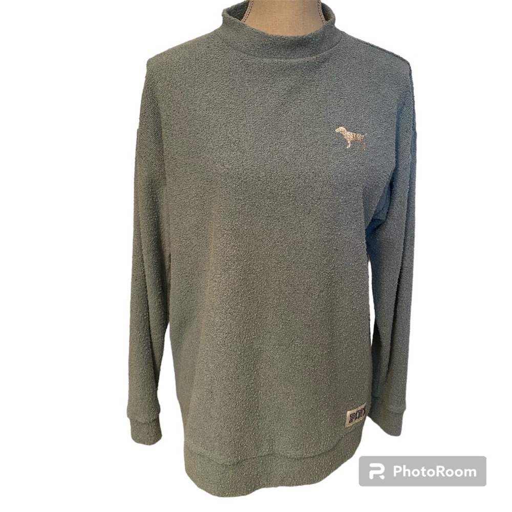 PINK VICTORIA’S SECRET TOP SWEATSHIRT PALE GREEN TEXTURED BOXY OVERSIZED Size XS